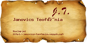 Janovics Teofánia névjegykártya